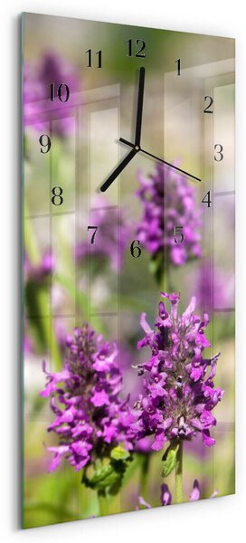 Skleněné hodiny vertikální Květiny zsppc-30x60-00178964