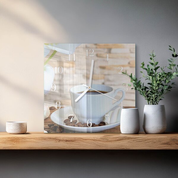 Skleněné hodiny Káva zskb-30x30-00087487