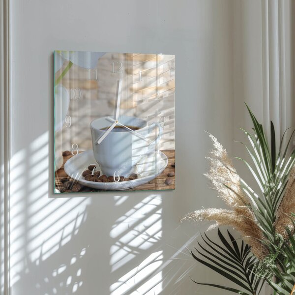 Skleněné hodiny Káva zskb-30x30-00087487