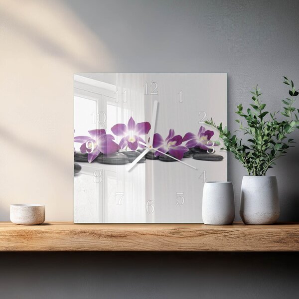 Skleněné hodiny Orchidej zskb-30x30-00080201