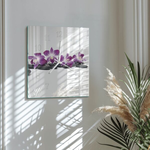 Skleněné hodiny Orchidej zskb-30x30-00080201