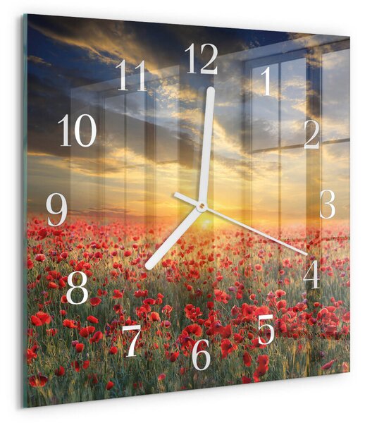 Skleněné hodiny Makové pole zskb-30x30-00084781