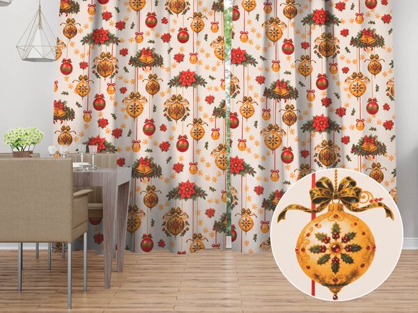 Biante Bavlněný závěs Sandra SA-810 Vánoční ozdoby na krémovém 150x140 cm