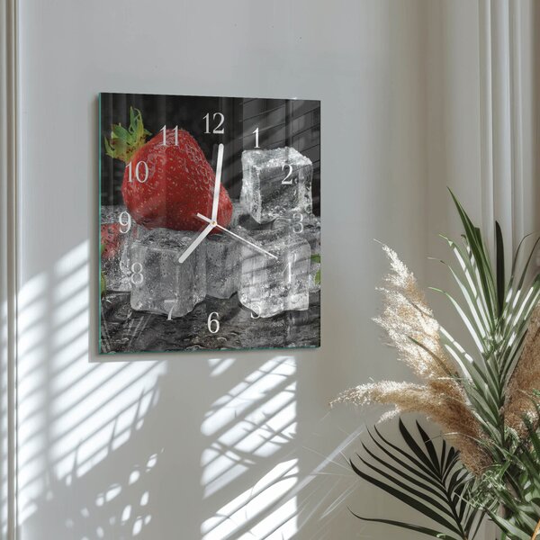 Skleněné hodiny Jahodová zmrzlina zskb-30x30-00084988