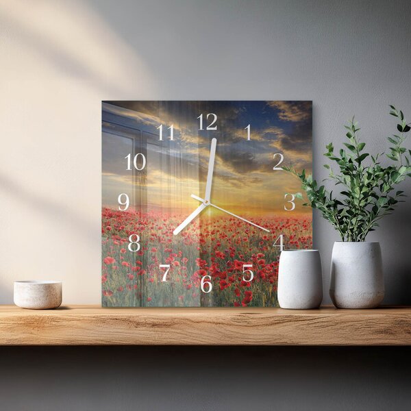 Skleněné hodiny Makové pole zskb-30x30-00084781