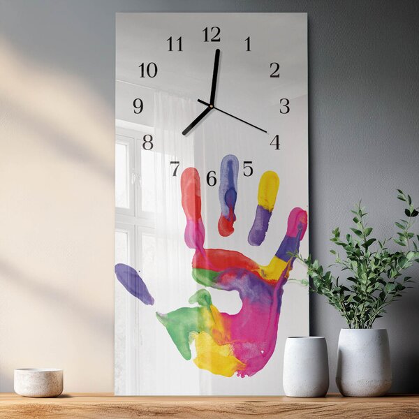 Skleněné hodiny vertikální Ruka zsppc-30x60-00181667