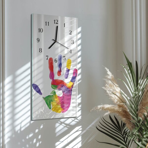 Skleněné hodiny vertikální Ruka zsppc-30x60-00181667