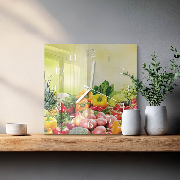 Skleněné hodiny Zelenina zskb-30x30-00090453