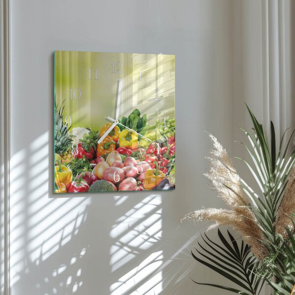 Skleněné hodiny Zelenina zskb-30x30-00090453