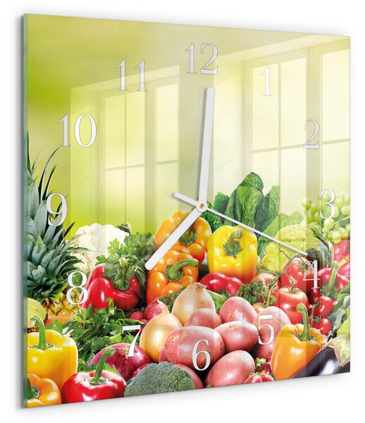 Skleněné hodiny Zelenina zskb-30x30-00090453