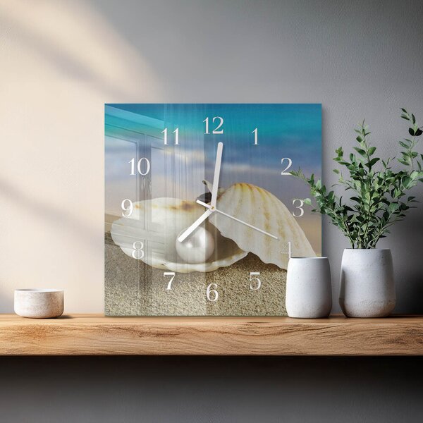 Skleněné hodiny Perla z mušle zskb-30x30-00080194