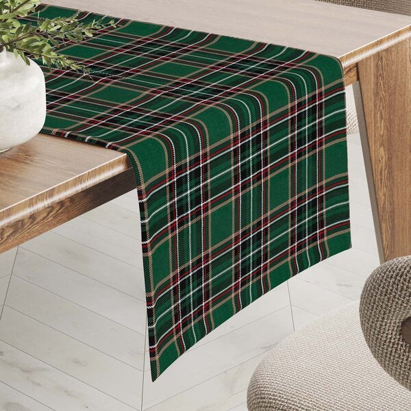 Biante Bavlněný běhoun na stůl Sandra SA-800 Zelené vánoční káro 20x120 cm