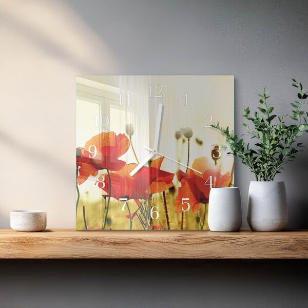 Skleněné hodiny Vlčí máky zskb-30x30-00082861
