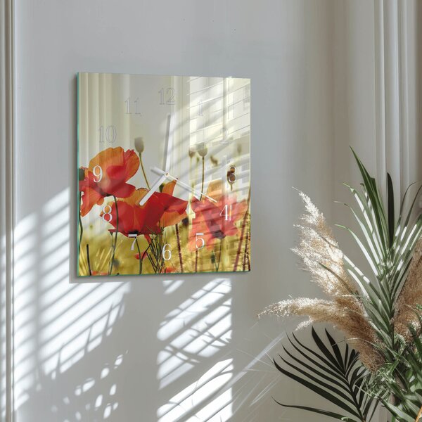 Skleněné hodiny Vlčí máky zskb-30x30-00082861