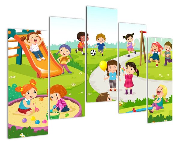Dětský obraz - děti na hřišti (125x90cm)