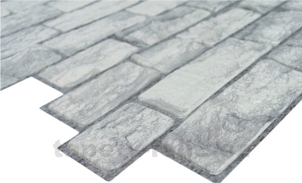 Obkladové panely 3D PVC TP10032972, cena za kus, rozměr 955 x 480 mm, ukládaný kámen šedo-bílý, GRACE