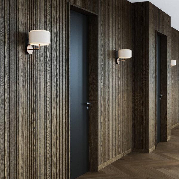 DFTP by Nordlux Nástěnné světlo Takai s dvouvrstvým textilním stínidlem, Krémová / jantar, Ložnice, Textil / tkanina / hedvábí, Design