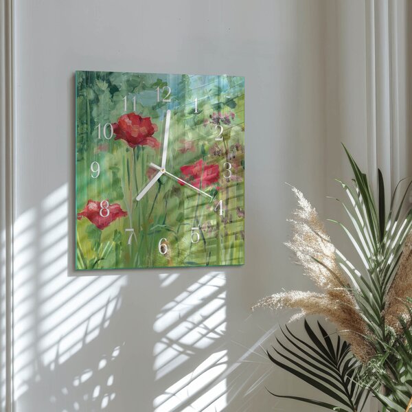 Skleněné hodiny Vlčí máky zskb-30x30-00083171