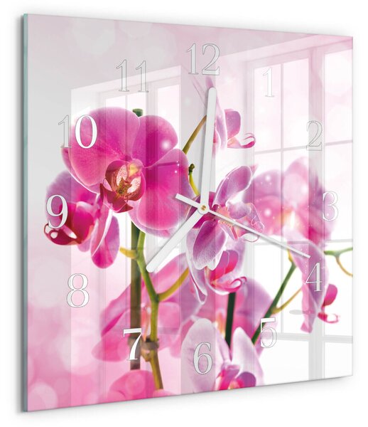 Skleněné hodiny Orchidej zskb-30x30-00058568