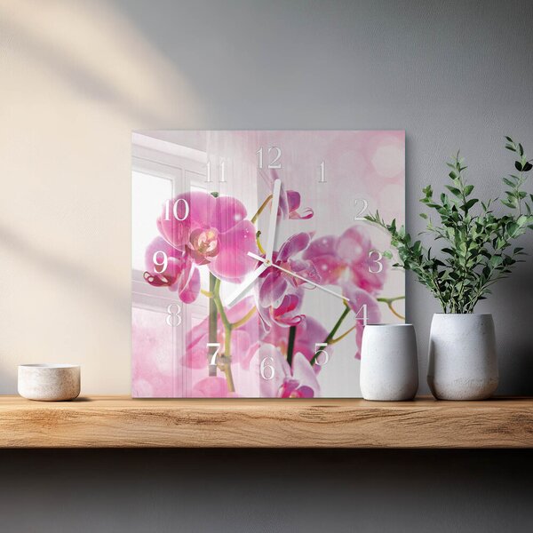Skleněné hodiny Orchidej zskb-30x30-00058568