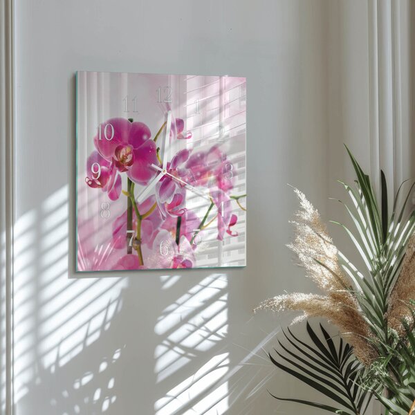 Skleněné hodiny Orchidej zskb-30x30-00058568