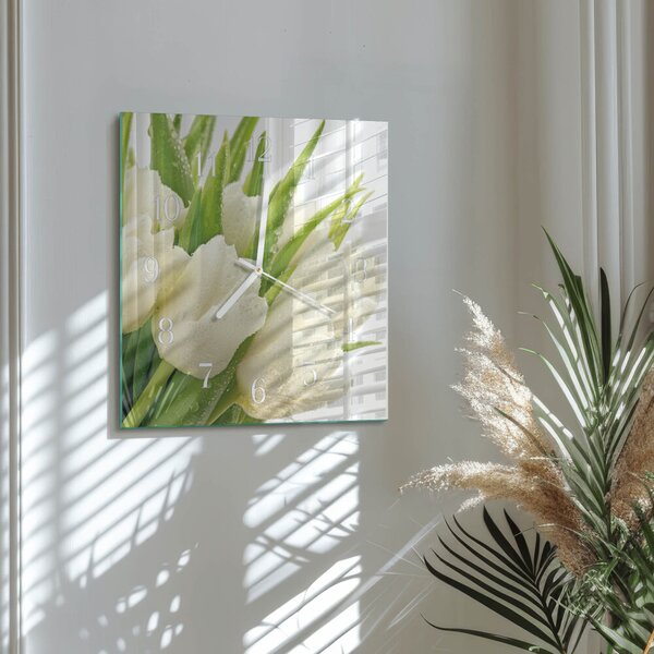 Skleněné hodiny Tulipány zskb-30x30-00058196