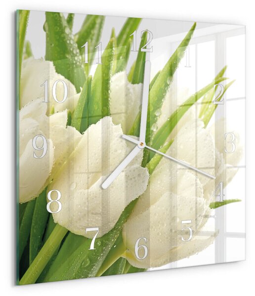 Skleněné hodiny Tulipány zskb-30x30-00058196