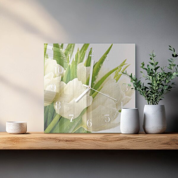 Skleněné hodiny Tulipány zskb-30x30-00058196