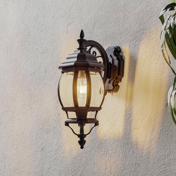 K.S. Verlichting Venkovní nástěnné svítidlo Andrew, závěsná lucerna, černá barva, stmívatelný, Čirá / transparetní, kov