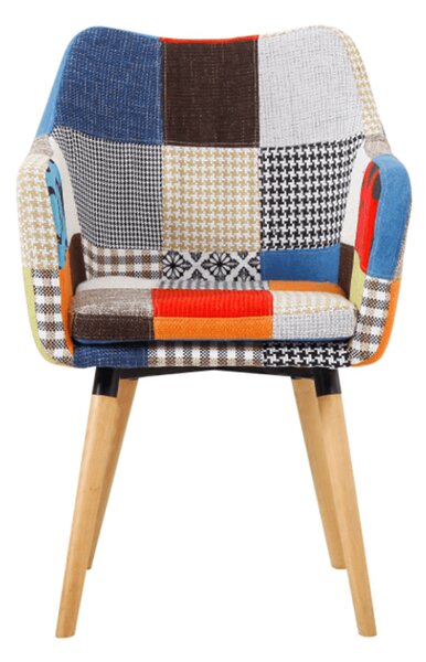 KONDELA Křeslo, barevný patchwork / buk, LANDOR