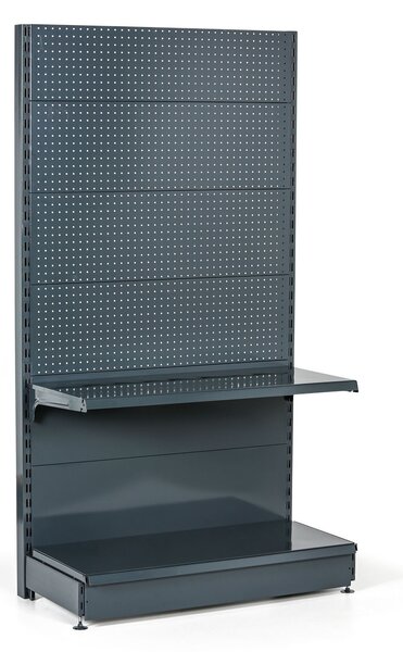 Prodejní regál jednostranný, perfo stěny, 1600 x 1000 x 450 mm, základní, antracit