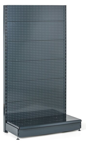 Prodejní regál jednostranný, perfo stěny, 1600 x 1000 x 450 mm, základní, antracit