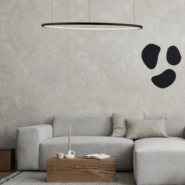 Černé kovové závěsné LED světlo Nova Luce Tarquin 80 cm