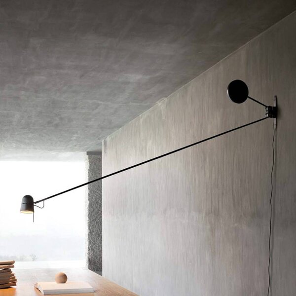 Luceplan LED nástěnné světlo Counterbalance černé, Černá, Obývací pokoj / jídelna, kov, Design