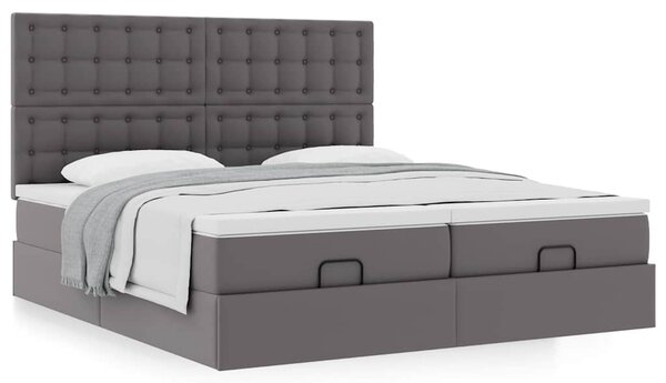 Osmanský rám postele s matrací šedá 200x200cm umělá kůže 3313662
