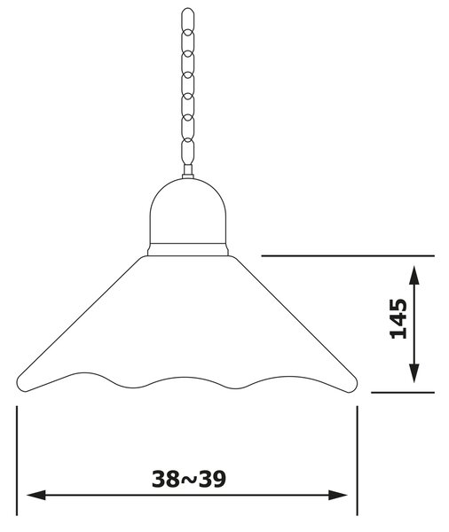 Sapho Sapho, LAMPEDUSA závěsné svítidlo E27, 60W, 230V, IP21, keramické stínítko, 39cm, mosazná řetěz, MC011C