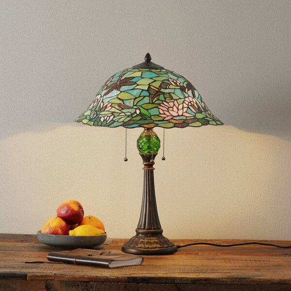 Clayre&Eef Okouzlující stolní lampa Waterlily v Tiffany stylu, Vícebarevná, Obývací pokoj / jídelna, Sklo, Tiffany