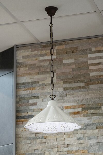 Sapho Sapho, LAMPEDUSA závěsné svítidlo E27, 60W, 230V, IP21, keramické stínítko, 39cm, mosazná řetěz, MC011C