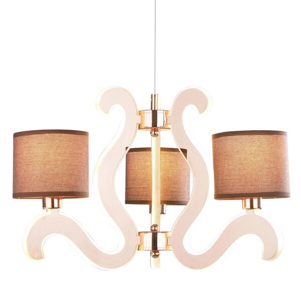 LED Lustr na lanku AMBROSIA 3xE14/40W/230V + LED/18,4W měděná