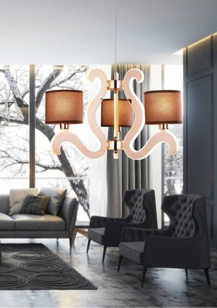 LED Lustr na lanku AMBROSIA 3xE14/40W/230V + LED/18,4W měděná