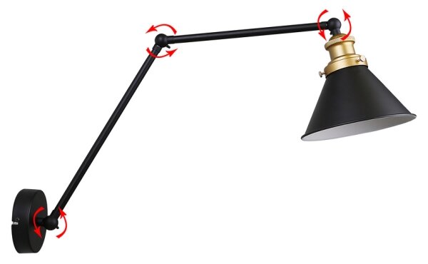 Nástěnná lampička FUNDO 1xE27/40W/230V černá/zlatá