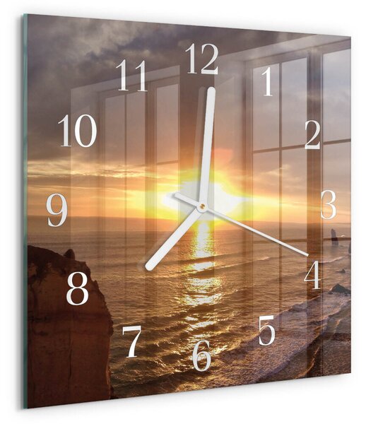 Skleněné hodiny Západ slunce zskb-30x30-00058646