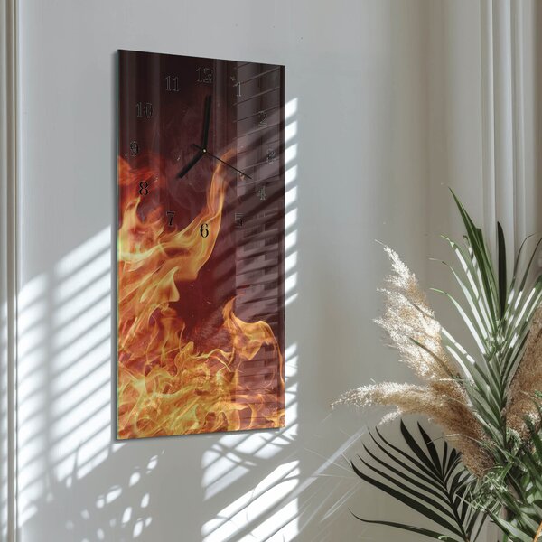 Skleněné hodiny vertikální Oheň zsppc-30x60-00183301