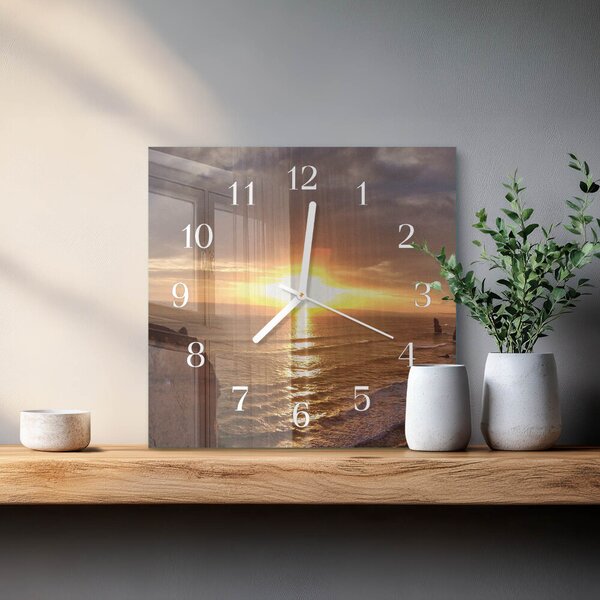 Skleněné hodiny Západ slunce zskb-30x30-00058646