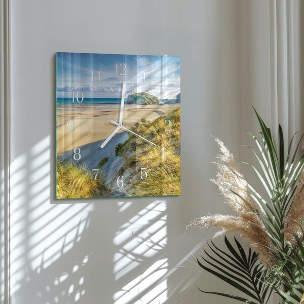 Skleněné hodiny Pláž zskb-30x30-00087203
