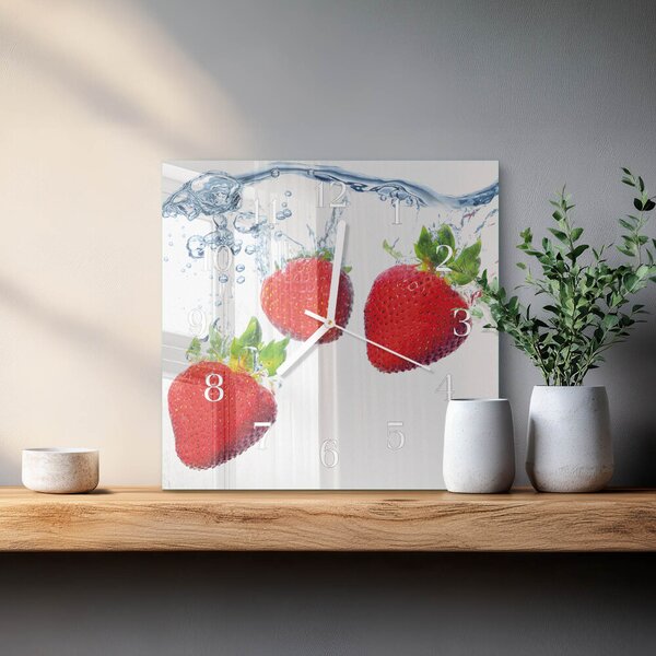 Skleněné hodiny Jahody zskb-30x30-00083298
