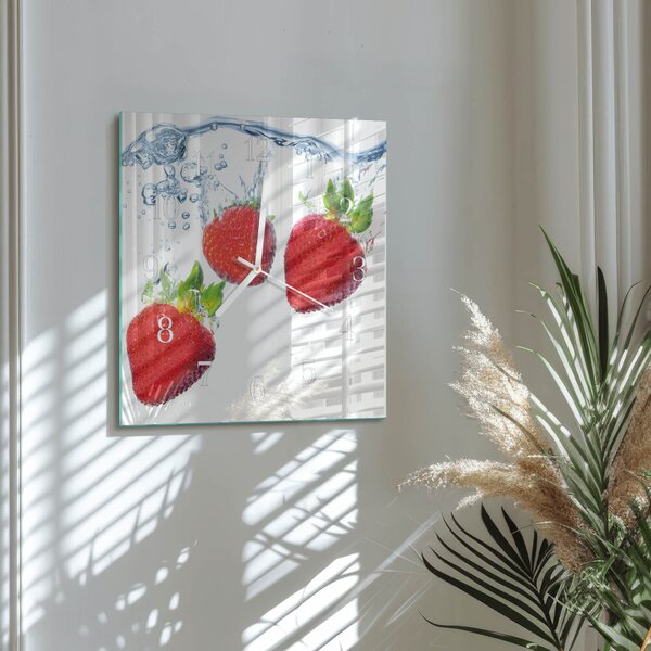 Skleněné hodiny Jahody zskb-30x30-00083298