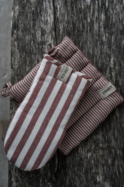 ERNST Rukavice na vaření Wide Stripes - Red EF463