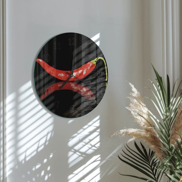 Skleněné nástěnné hodiny Chilli papričky zsoc-fi30-00180974