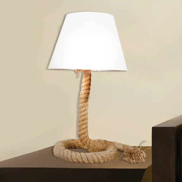 Rope - textilní stolní lampa se základnou z lana